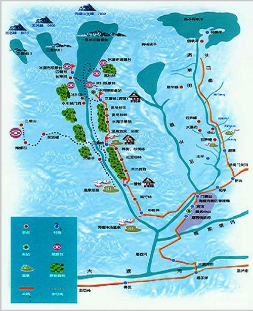 【海螺沟旅游攻略】海螺沟旅游地图